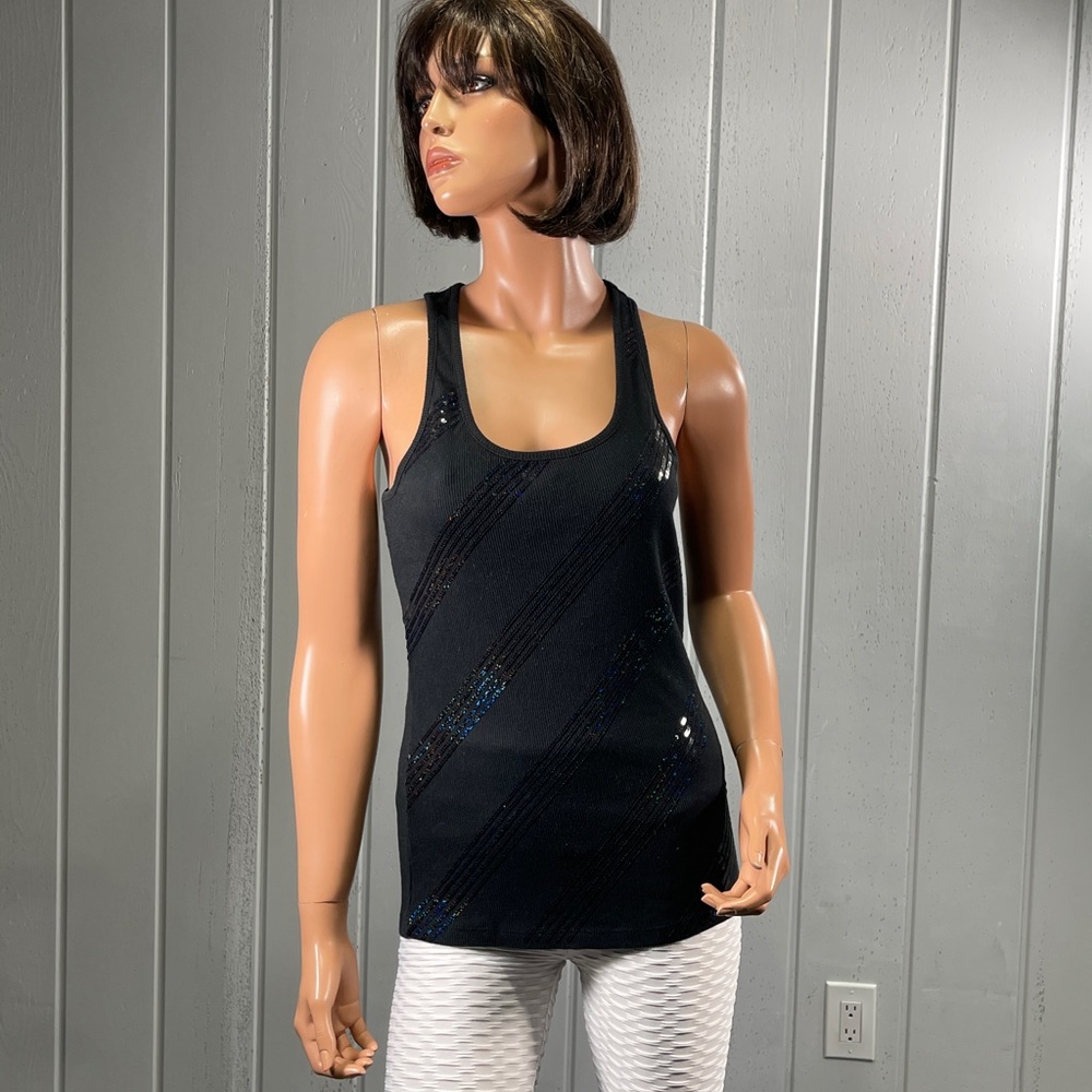 *GLO Jeans Women's Black Sequin Tank Top Size L